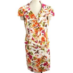 Tahari Suit Skirt Orange Floral NWT Size 14